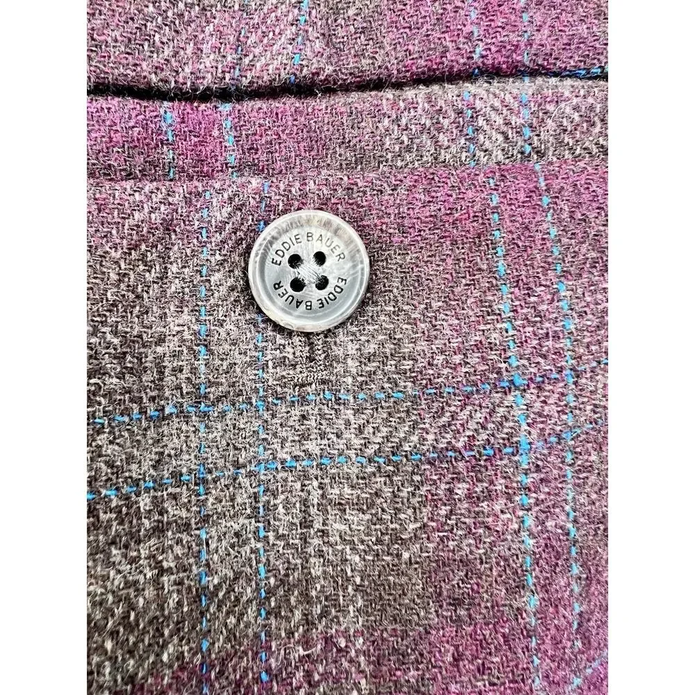 Eddie Bauer Women’s Burgundy Brown Plaid Wool Blend Pencil Skirt Academia 8 Tall